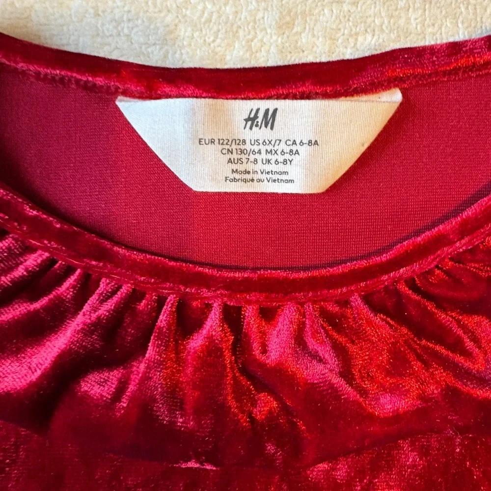 Crimson Red Velvet Dress, Long Sleeve. H&M. Size 6-7